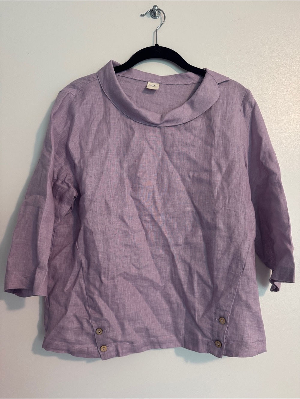 Lintico Lilac Women's Lightweight Relaxed Top with Button Hem - Linen & Cotton